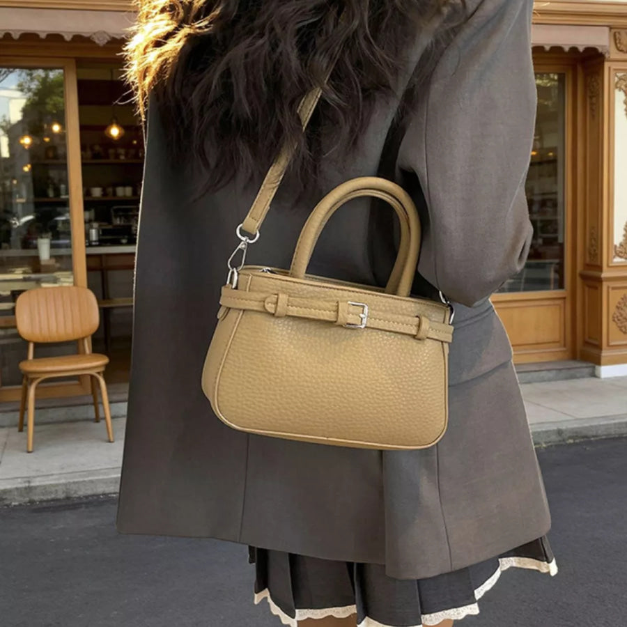 PU Leather Crossbody Bag Tan / One Size Apparel and Accessories