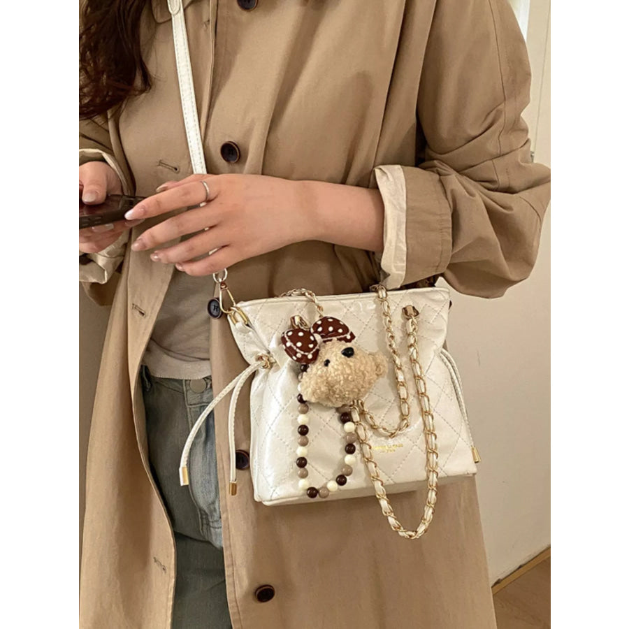 PU Leather Crossbody Bag White / One Size Apparel and Accessories