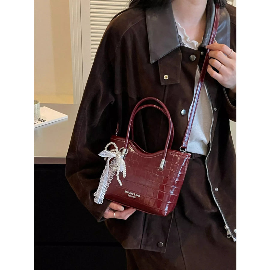 PU Leather Crossbody Bag Wine Red / One Size Apparel and Accessories