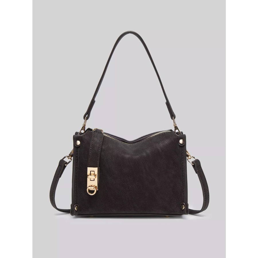 PU Leather Crossbody Bag with Adjustable Strap Black / ONESIZE Apparel and Accessories