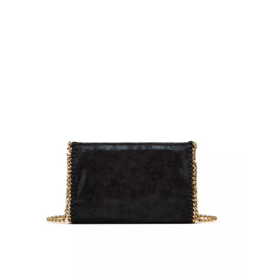 PU Leather Crossbody Bag with Gold-Tone Chain Trim Black / onesize Apparel and Accessories