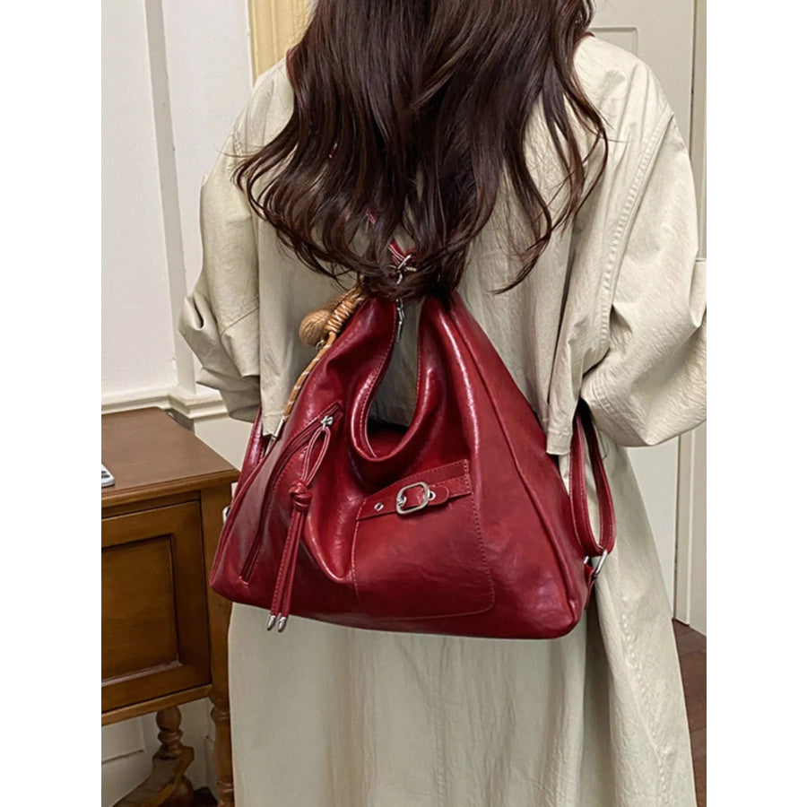 PU Leather Crossbody Bag with Heart Charm Apparel and Accessories