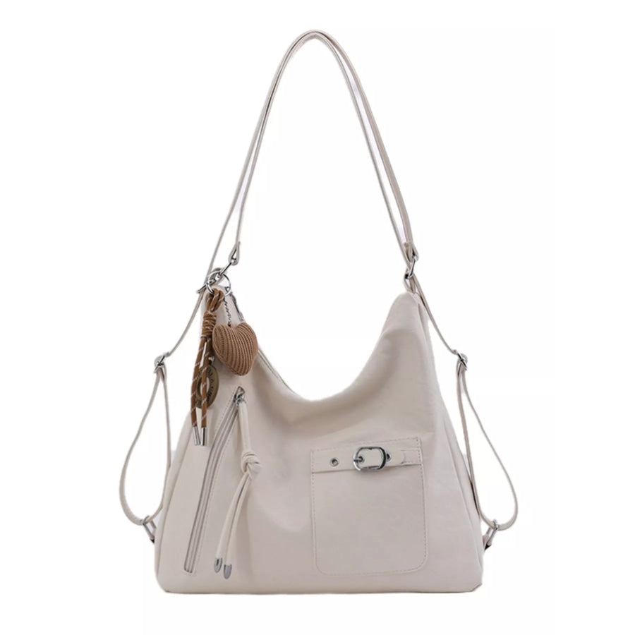 PU Leather Crossbody Bag with Heart Charm Apparel and Accessories