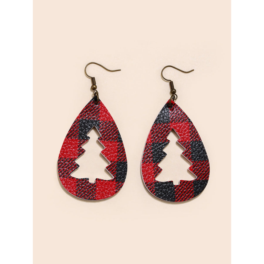 PU Leather Cutout Christmas Tree Earrings Apparel and Accessories