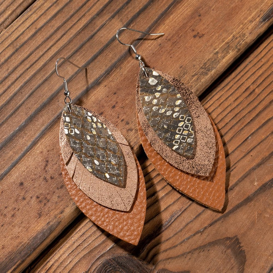 PU Leather Drop Earrings Gold / One Size