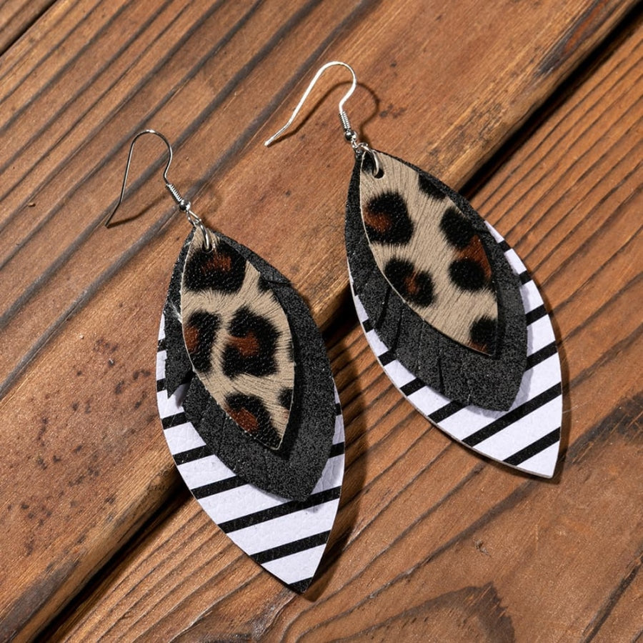 PU Leather Drop Earrings Leopard / One Size