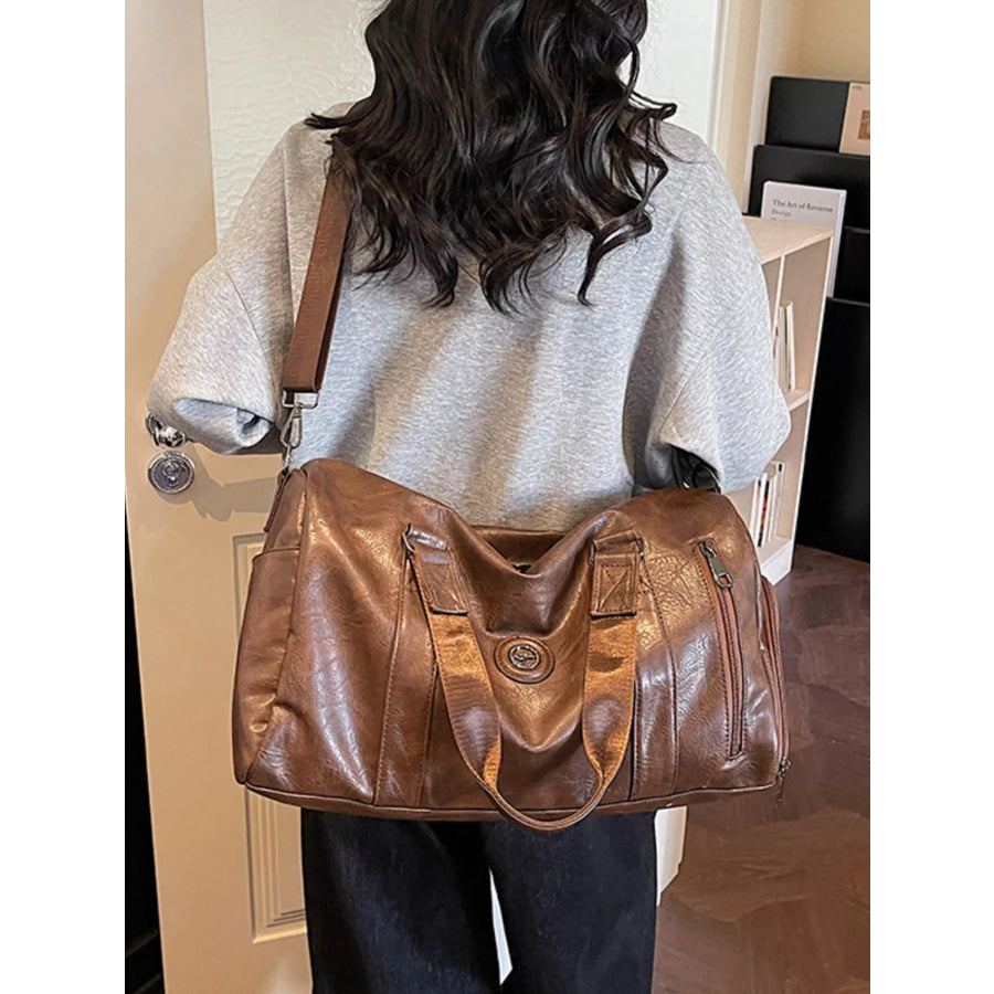 PU Leather Duffel Bag Brown / onesize Apparel and Accessories