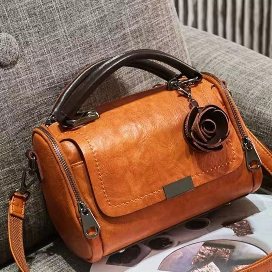 PU Leather Flap Crossbody Bag Dark Brown / onesize Apparel and Accessories