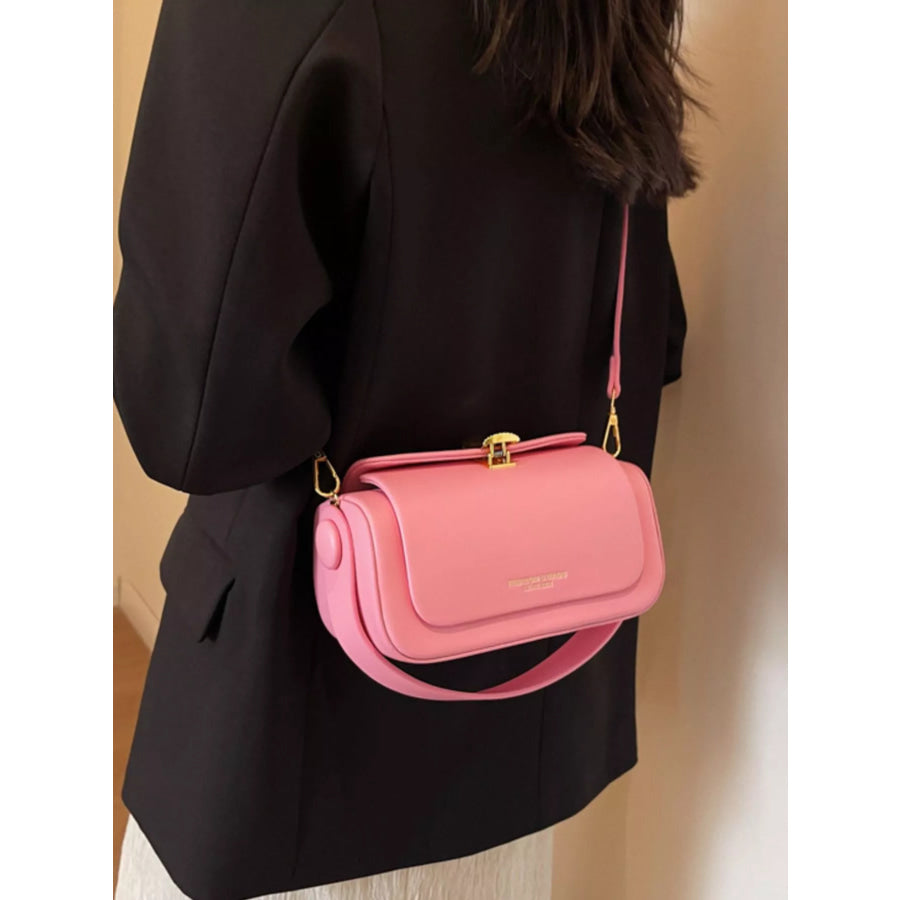 PU Leather Flap Crossbody Bag Pink / onesize Apparel and Accessories