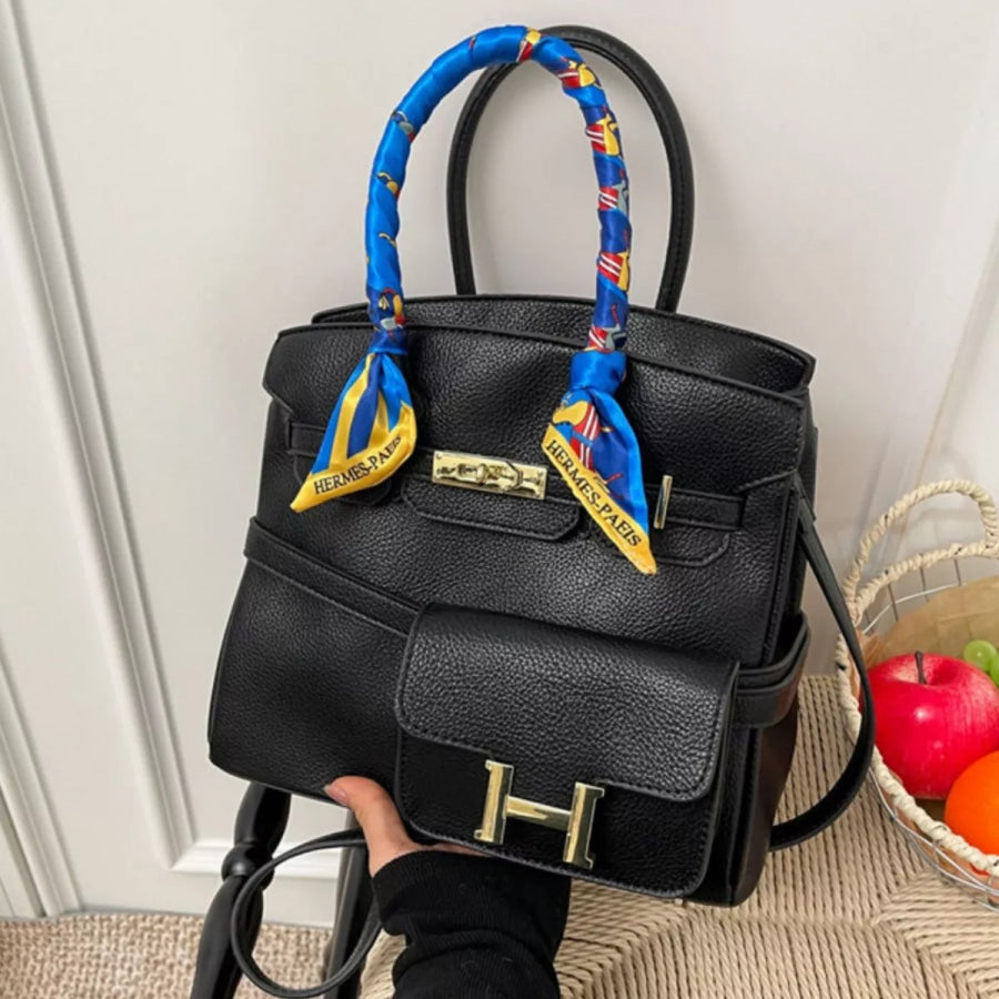 PU Leather Handbag Black / ONESIZE Apparel and Accessories