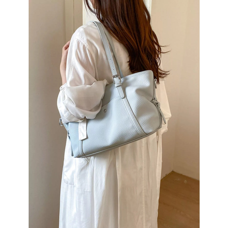 PU Leather Handbag Blue / One Size Apparel and Accessories