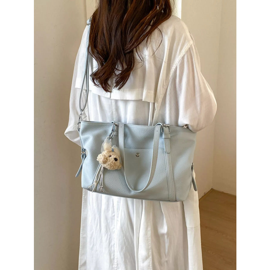 PU Leather Handbag Blue / One Size Apparel and Accessories