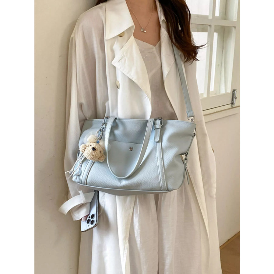 PU Leather Handbag Blue / One Size Apparel and Accessories