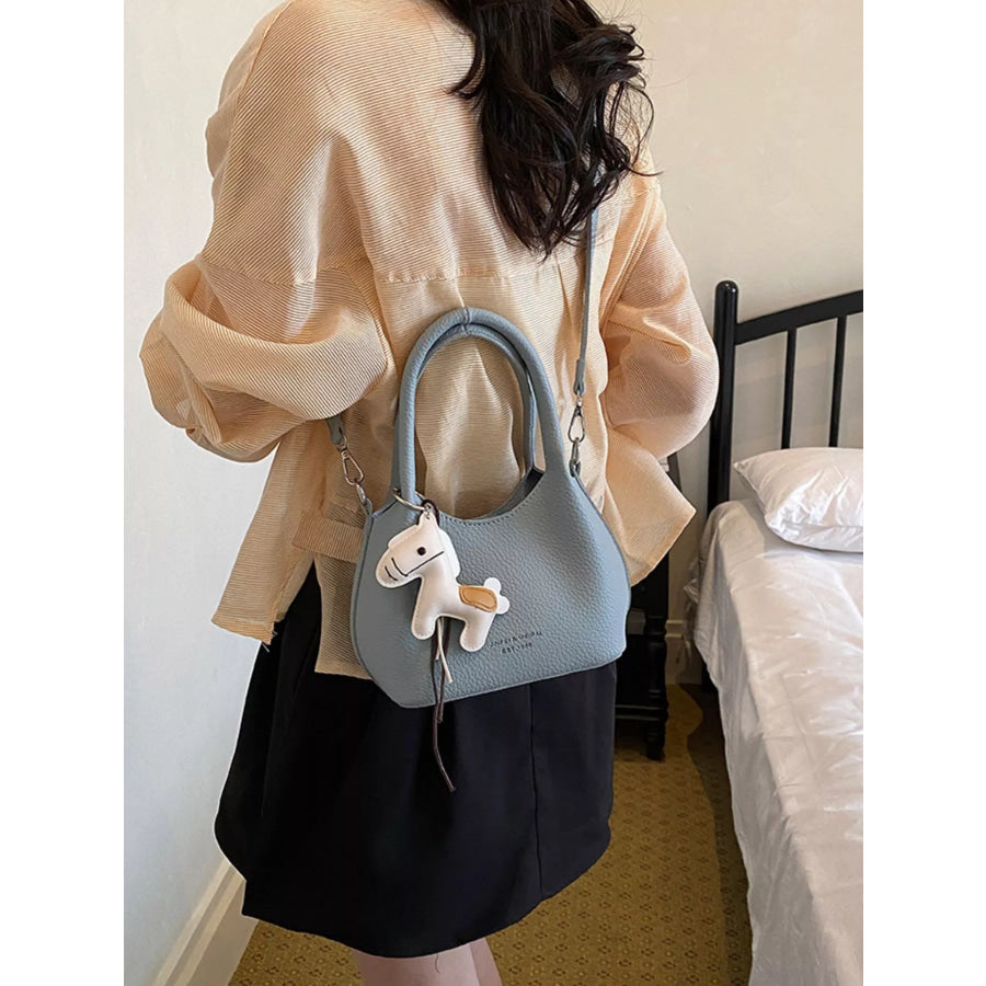 PU Leather Handbag Blue / One Size Apparel and Accessories