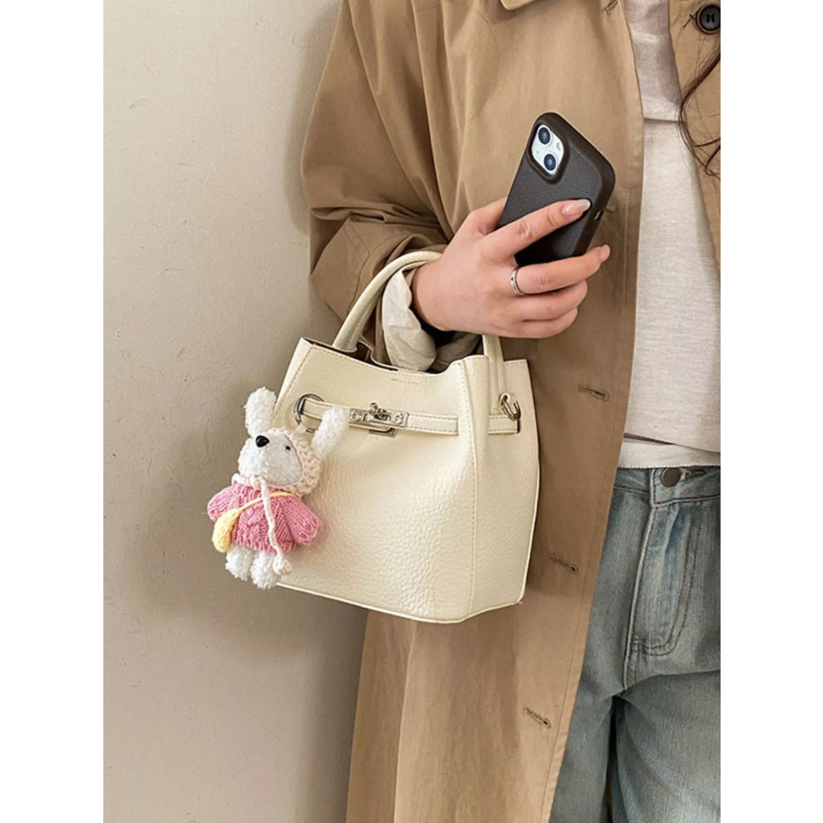 PU Leather Handbag Cream White / One Size Apparel and Accessories