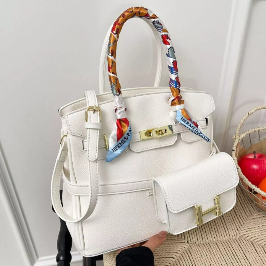 PU Leather Handbag Ivory / ONESIZE Apparel and Accessories