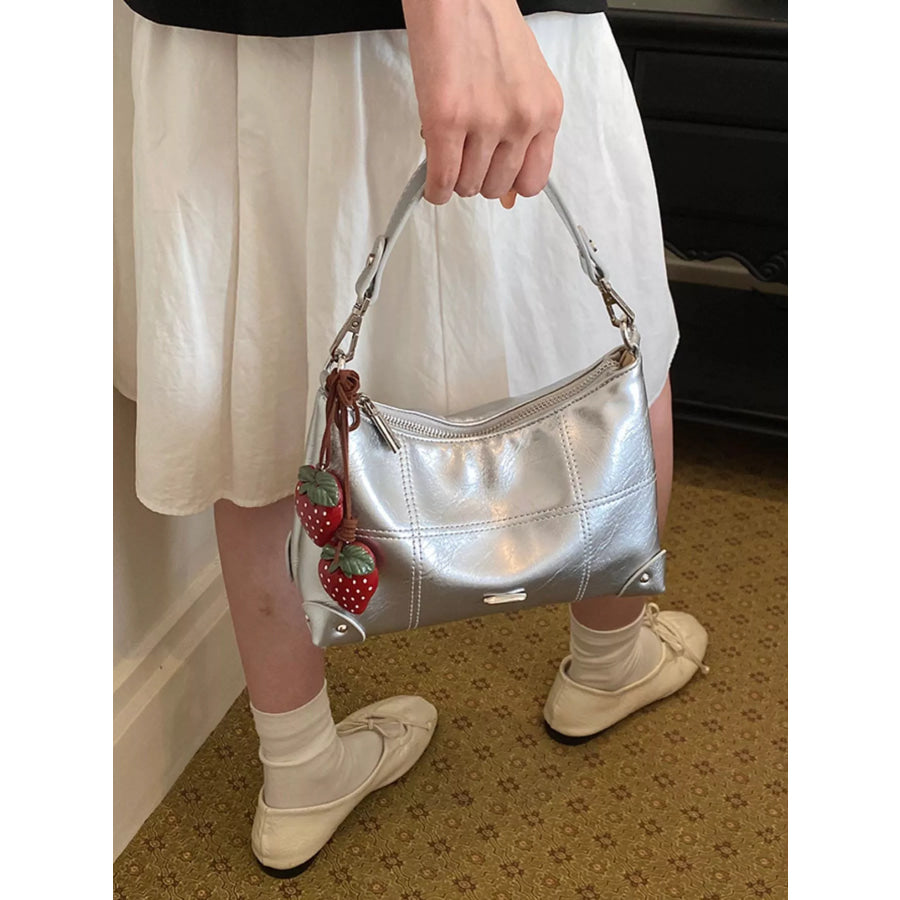 PU Leather Handbag Silver / One Size Apparel and Accessories