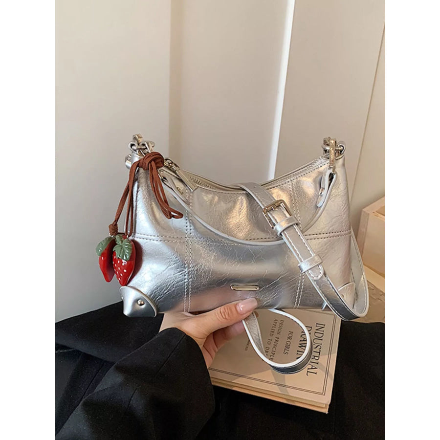 PU Leather Handbag Silver / One Size Apparel and Accessories