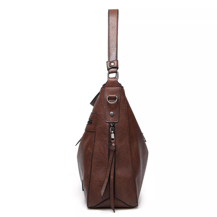 PU Leather Hobo Handbag Coffee / onesize Apparel and Accessories