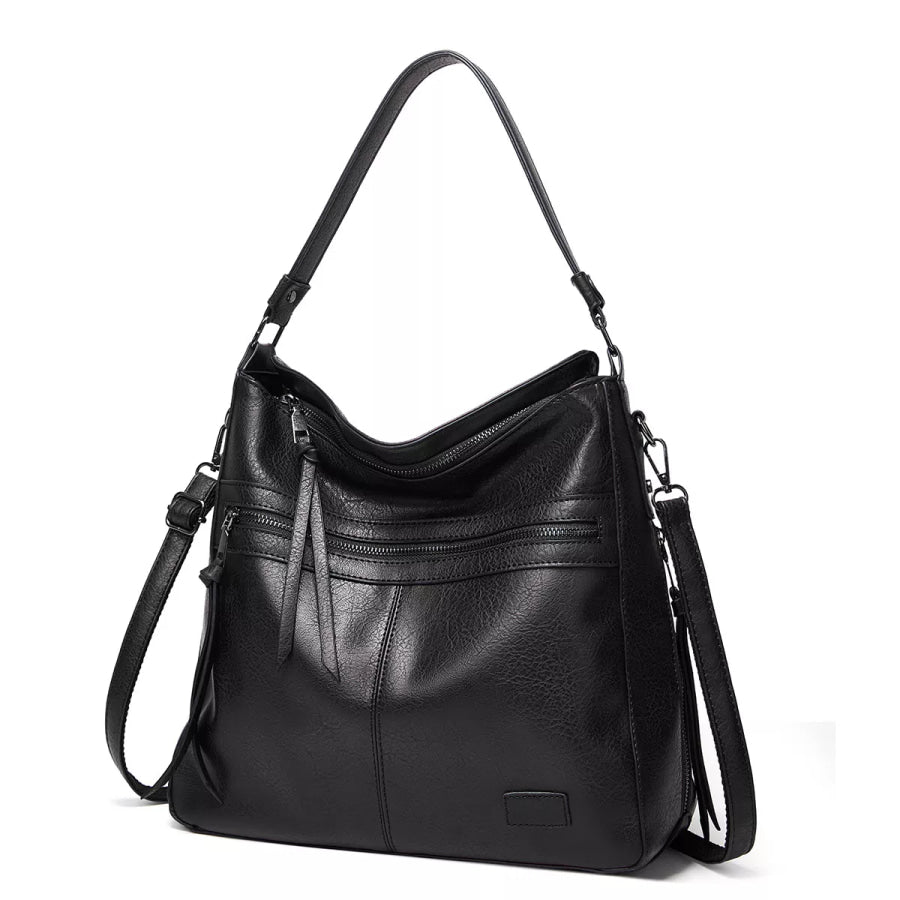 PU Leather Hobo Shoulder Bag Black / onesize Apparel and Accessories