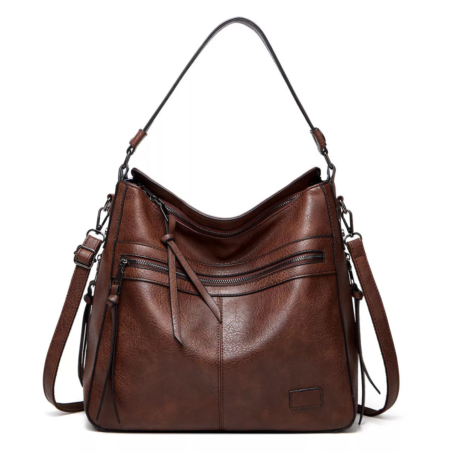 PU Leather Hobo Shoulder Bag Brown / onesize Apparel and Accessories