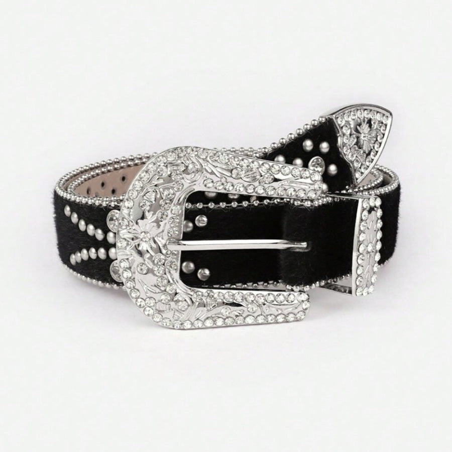 PU Leather Inlaid Rhinestone Belt Apparel and Accessories