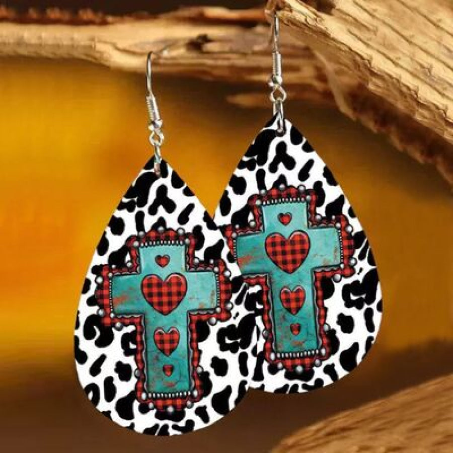 PU Leather Iron Hook Teardrop Earrings Style A / One Size Apparel and Accessories