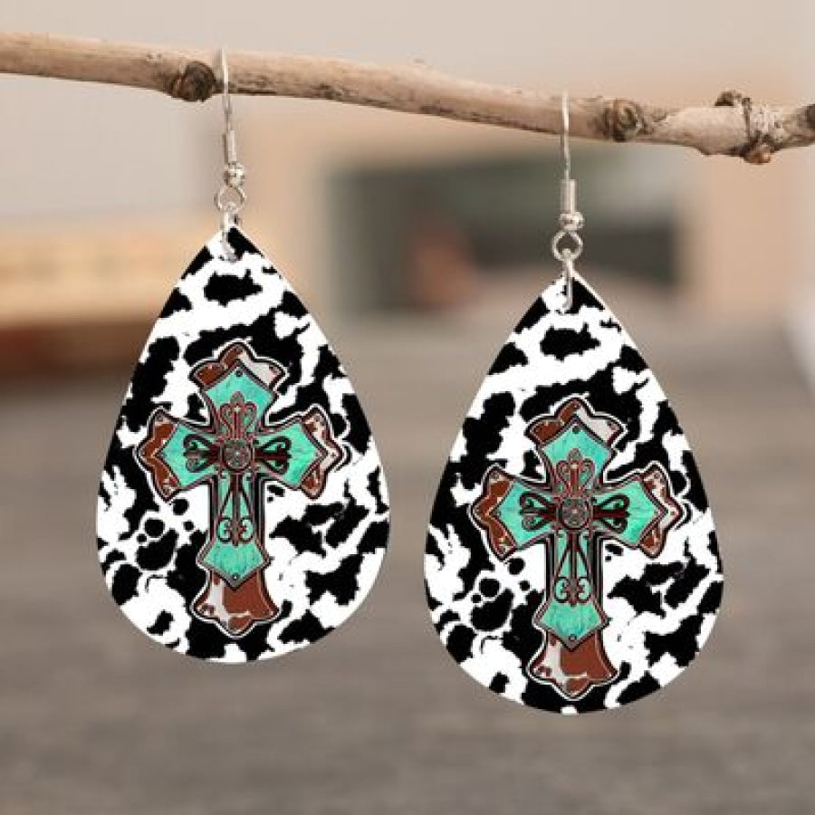 PU Leather Iron Hook Teardrop Earrings Style C / One Size Apparel and Accessories