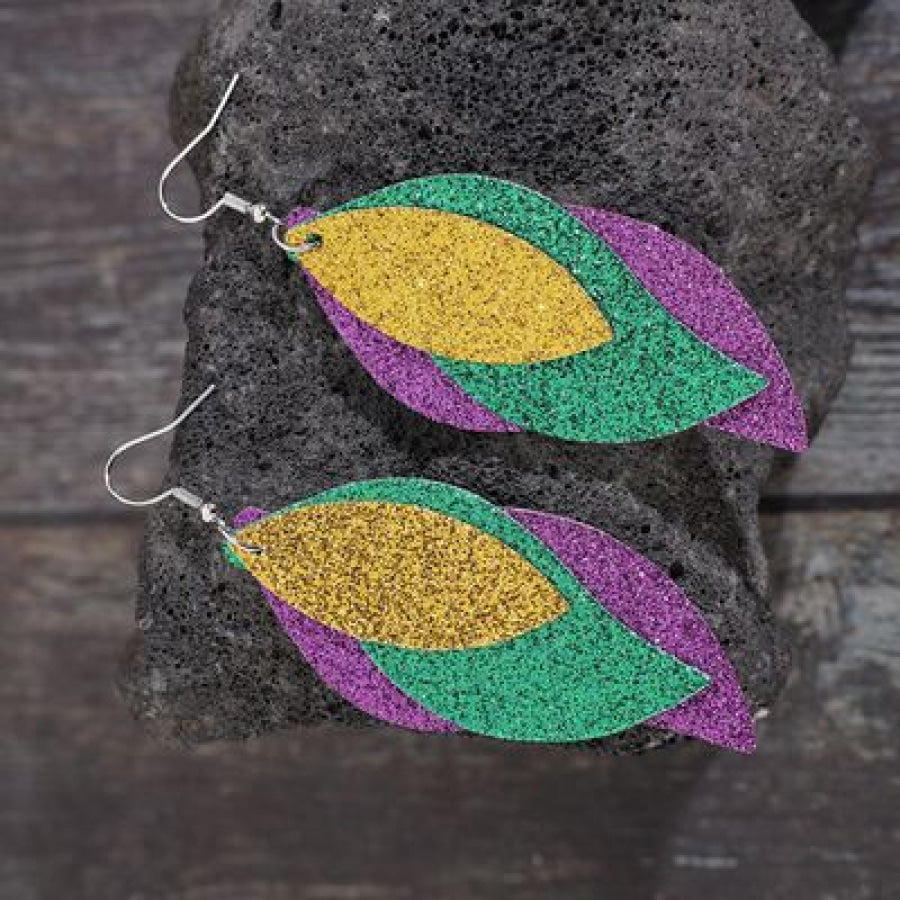 PU Leather Leaf Dangle Earrings Apparel and Accessories