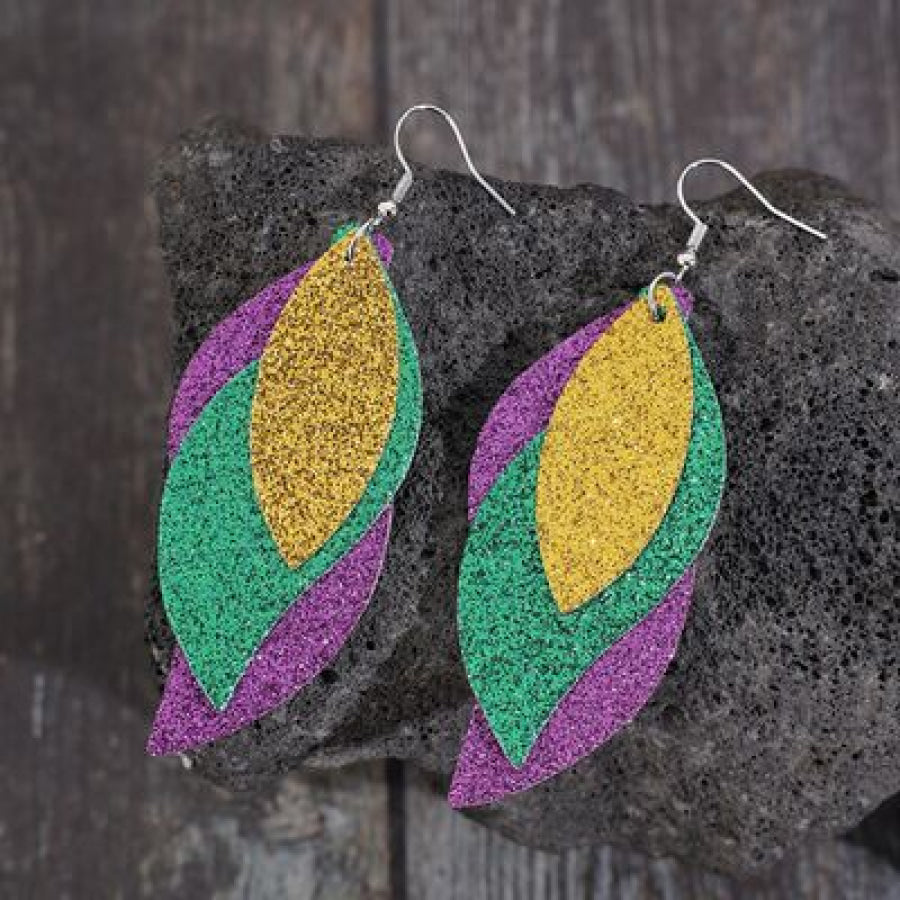 PU Leather Leaf Dangle Earrings Style A / One Size Apparel and Accessories