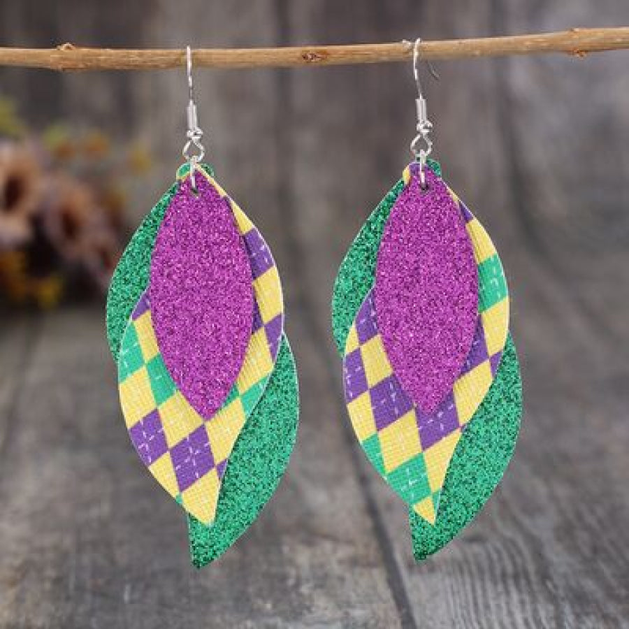 PU Leather Leaf Dangle Earrings Style B / One Size Apparel and Accessories