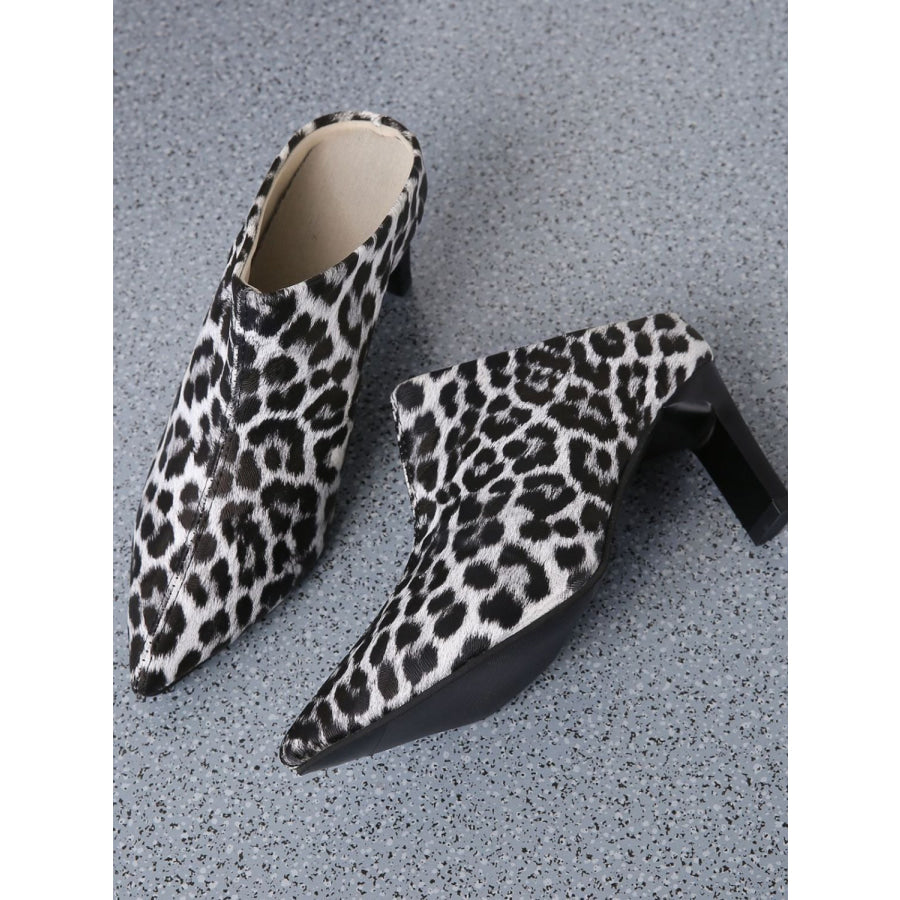 PU Leather Leopard Point Toe Pumps Apparel and Accessories