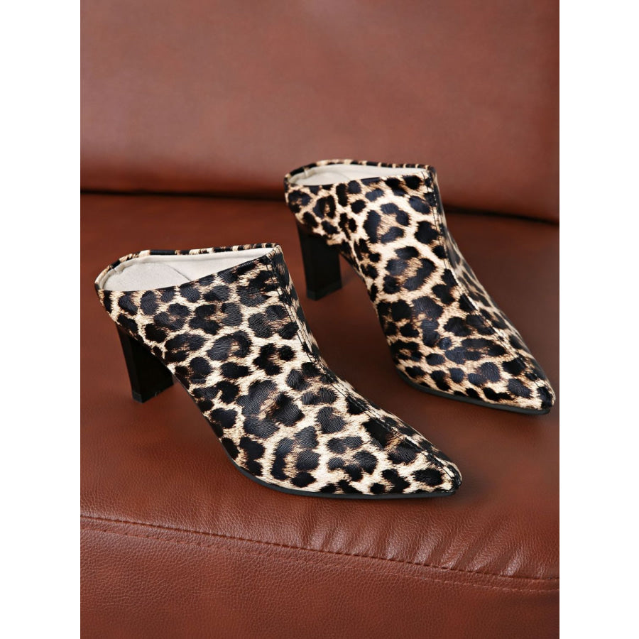 PU Leather Leopard Point Toe Pumps Apparel and Accessories