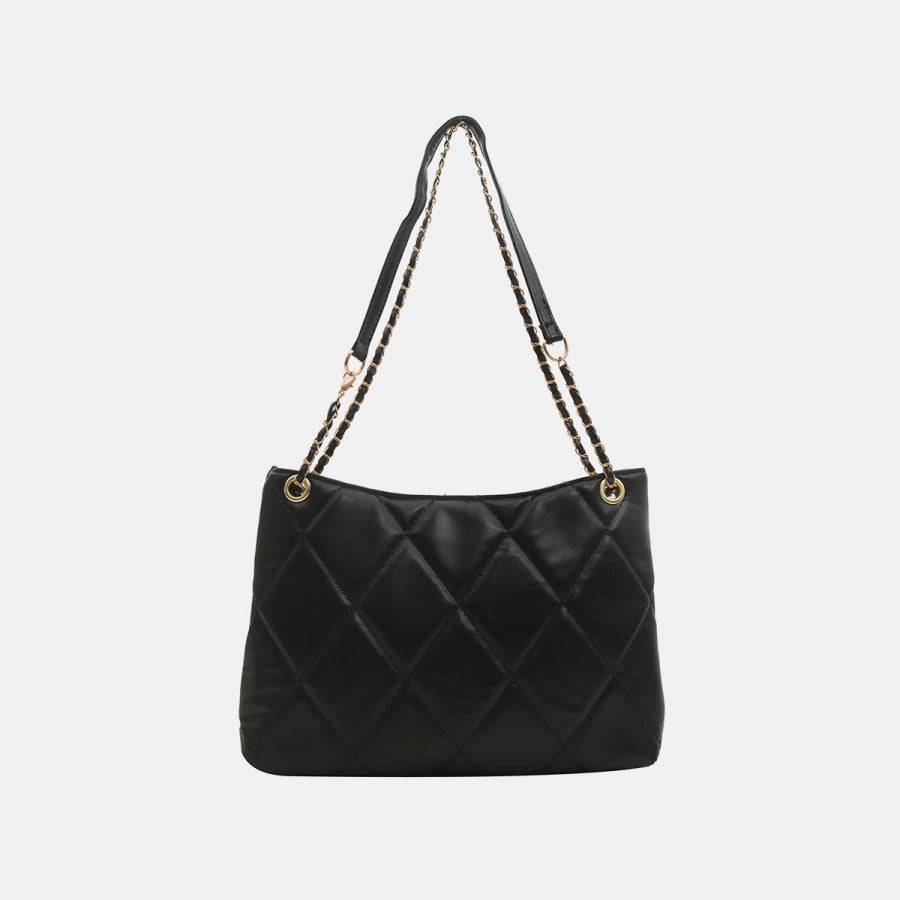 PU Leather Medium Handbag Black / One Size Apparel and Accessories