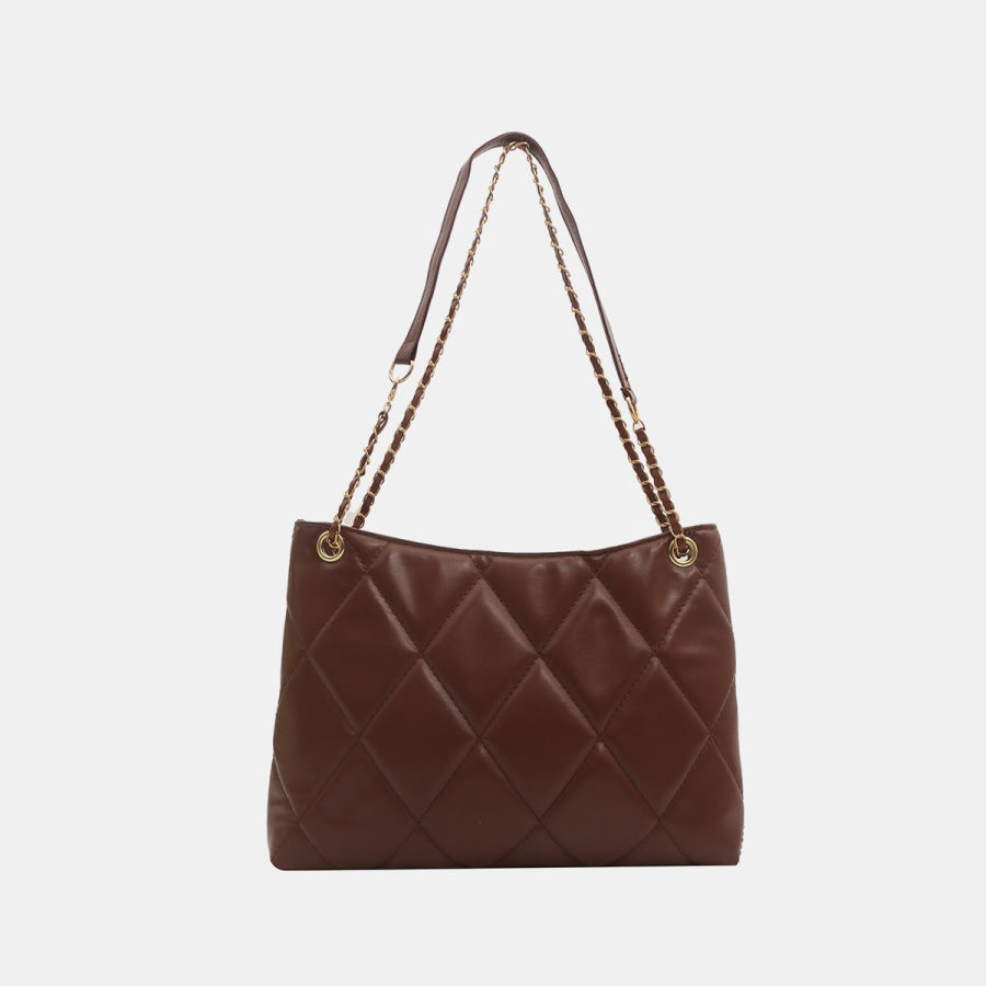 PU Leather Medium Handbag Burnt Umber / One Size Apparel and Accessories