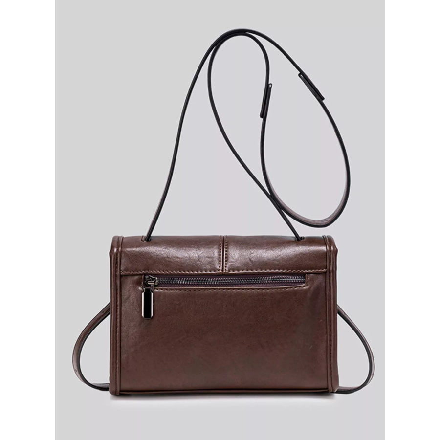 PU Leather Messenger Crossbody Bag with Flap Closure Brown / onesize