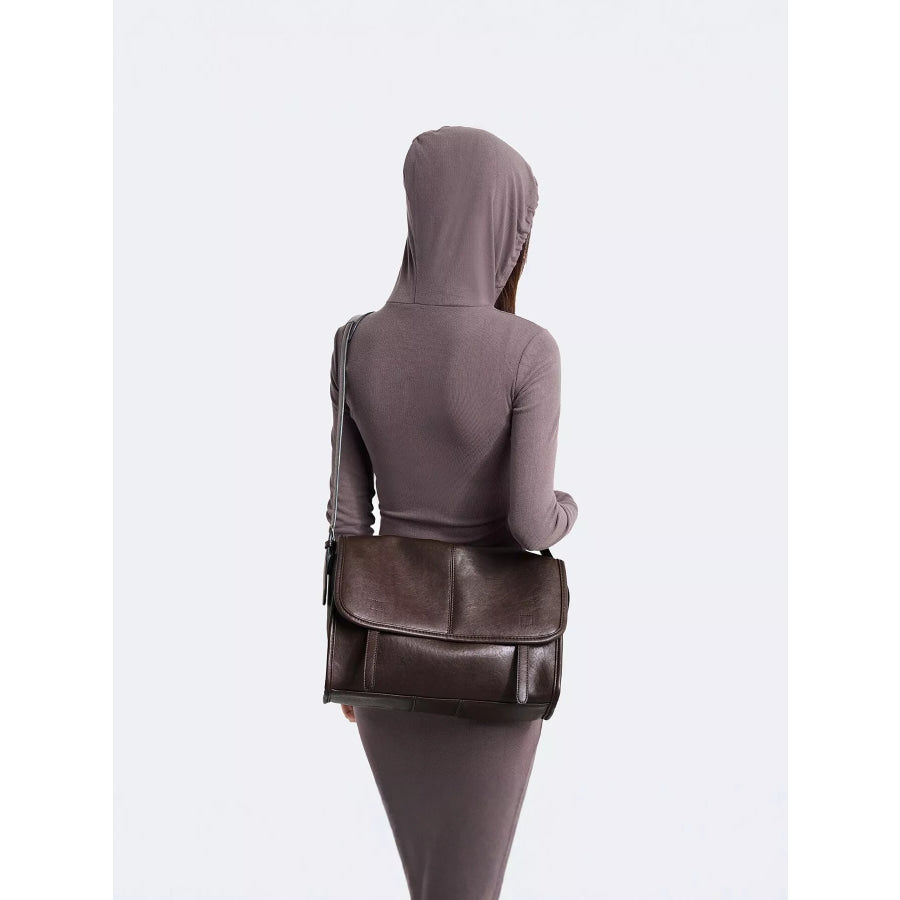 PU Leather Messenger Shoulder Bag Brown / onesize Apparel and Accessories