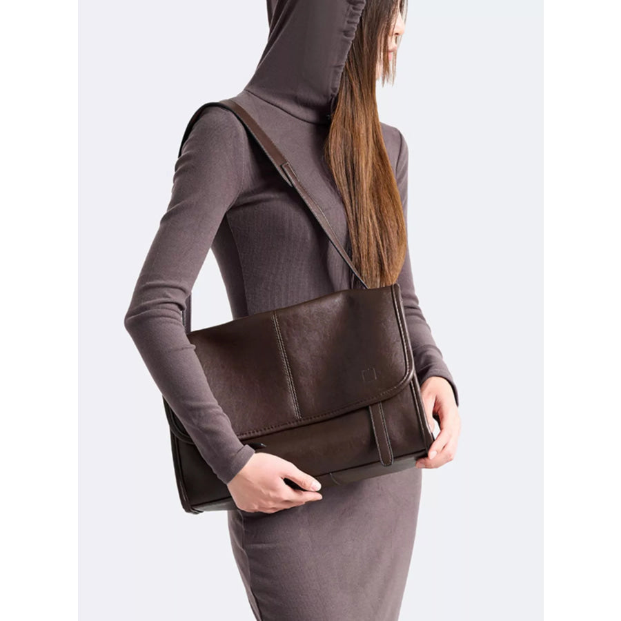 PU Leather Messenger Shoulder Bag Brown / onesize Apparel and Accessories