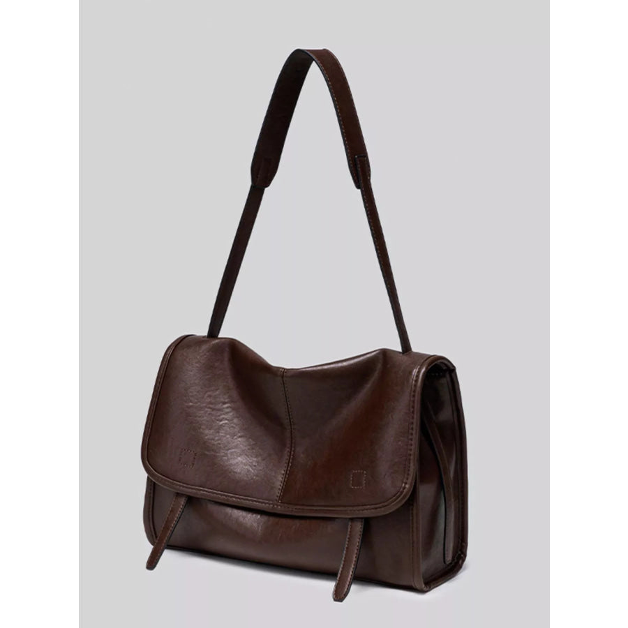 PU Leather Messenger Shoulder Bag Brown / onesize Apparel and Accessories
