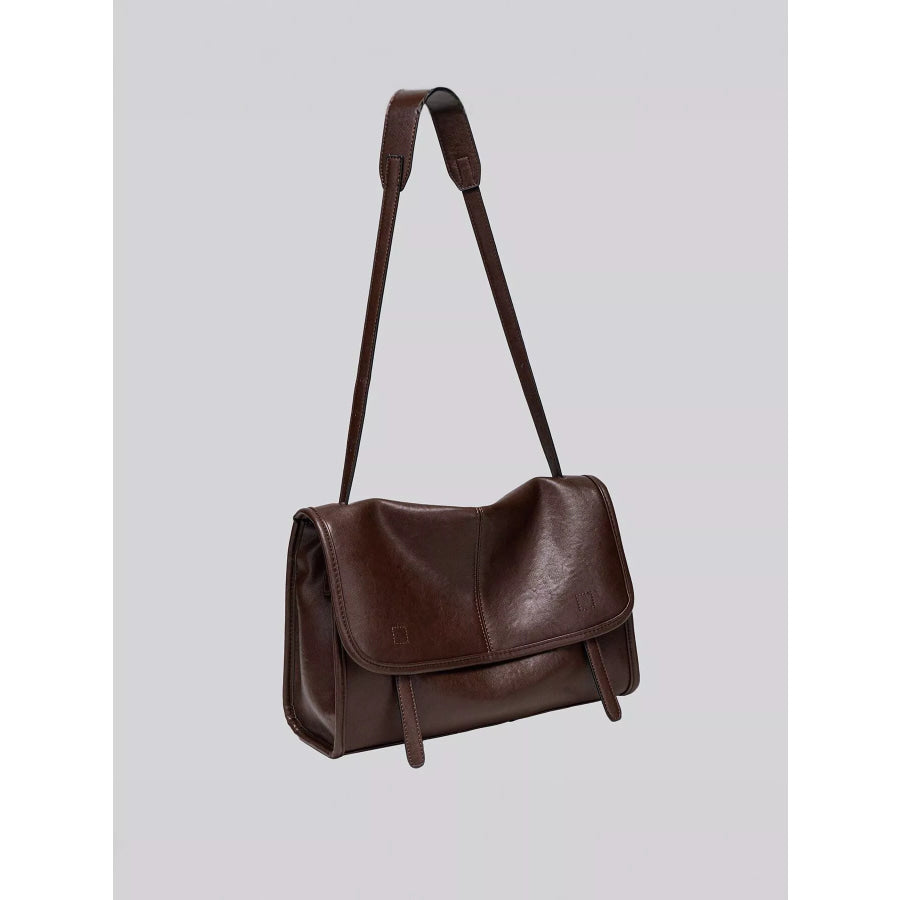 PU Leather Messenger Shoulder Bag Brown / onesize Apparel and Accessories