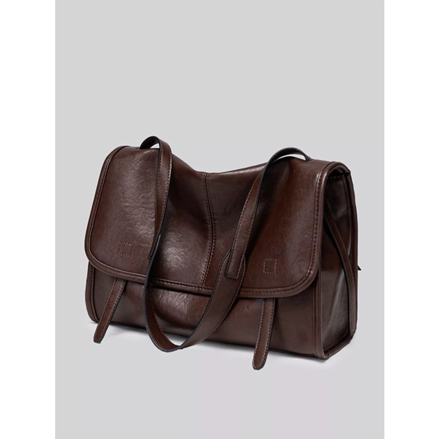 PU Leather Messenger Shoulder Bag Brown / onesize Apparel and Accessories