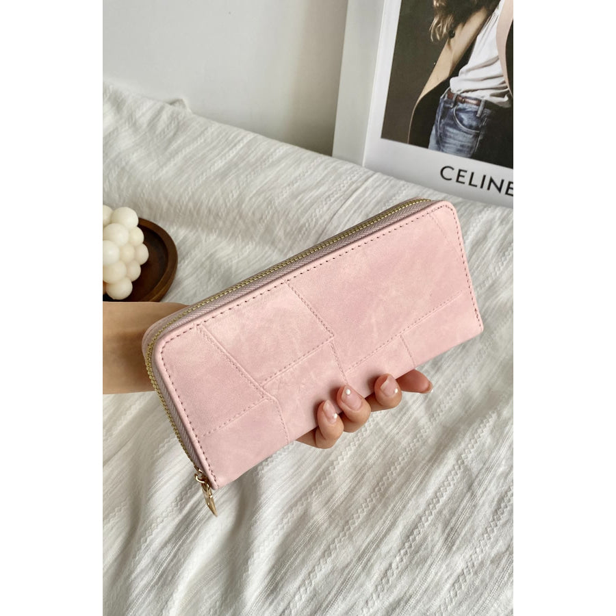 PU Leather Mulit-Interlayer Wallet Pink / One Size Apparel and Accessories