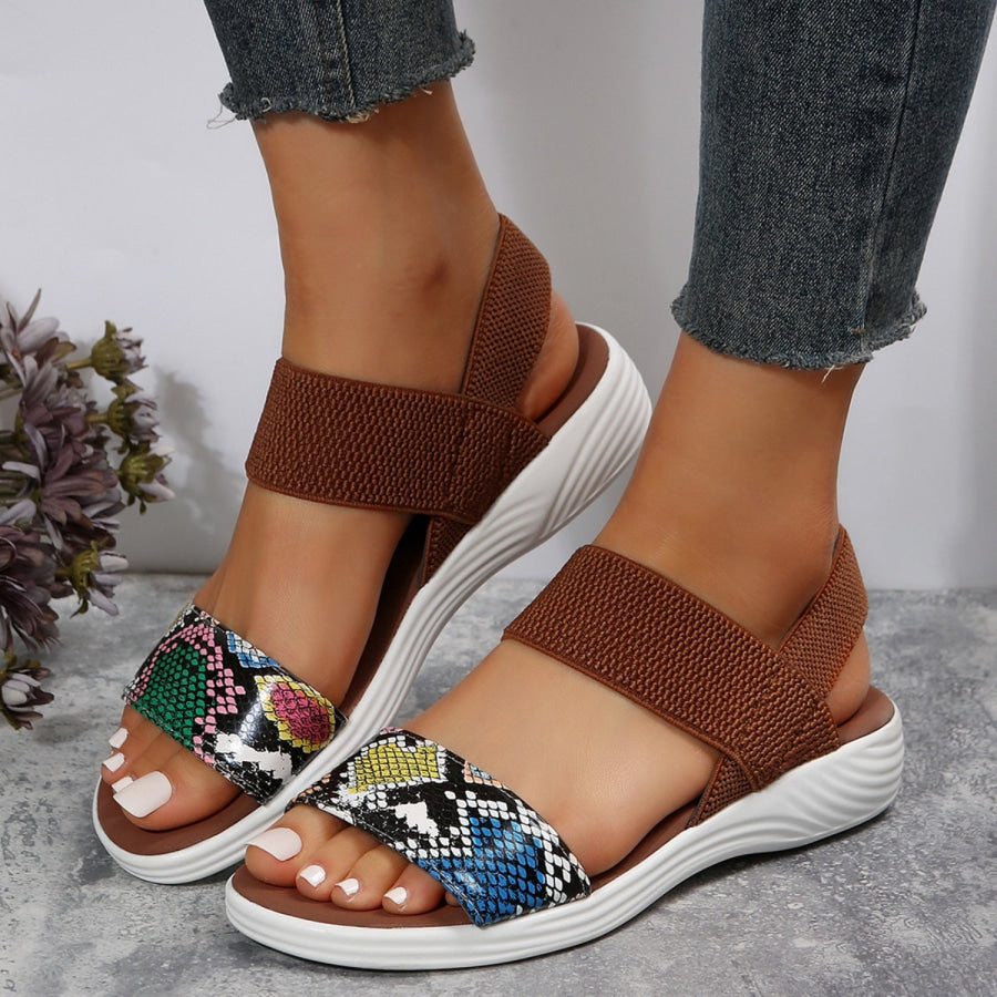 PU Leather Open Toe Low Heel Sandals Apparel and Accessories