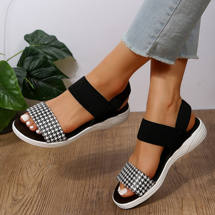 PU Leather Open Toe Low Heel Sandals Apparel and Accessories