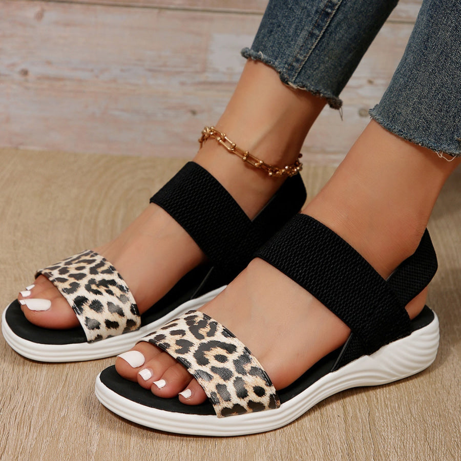 PU Leather Open Toe Low Heel Sandals Apparel and Accessories