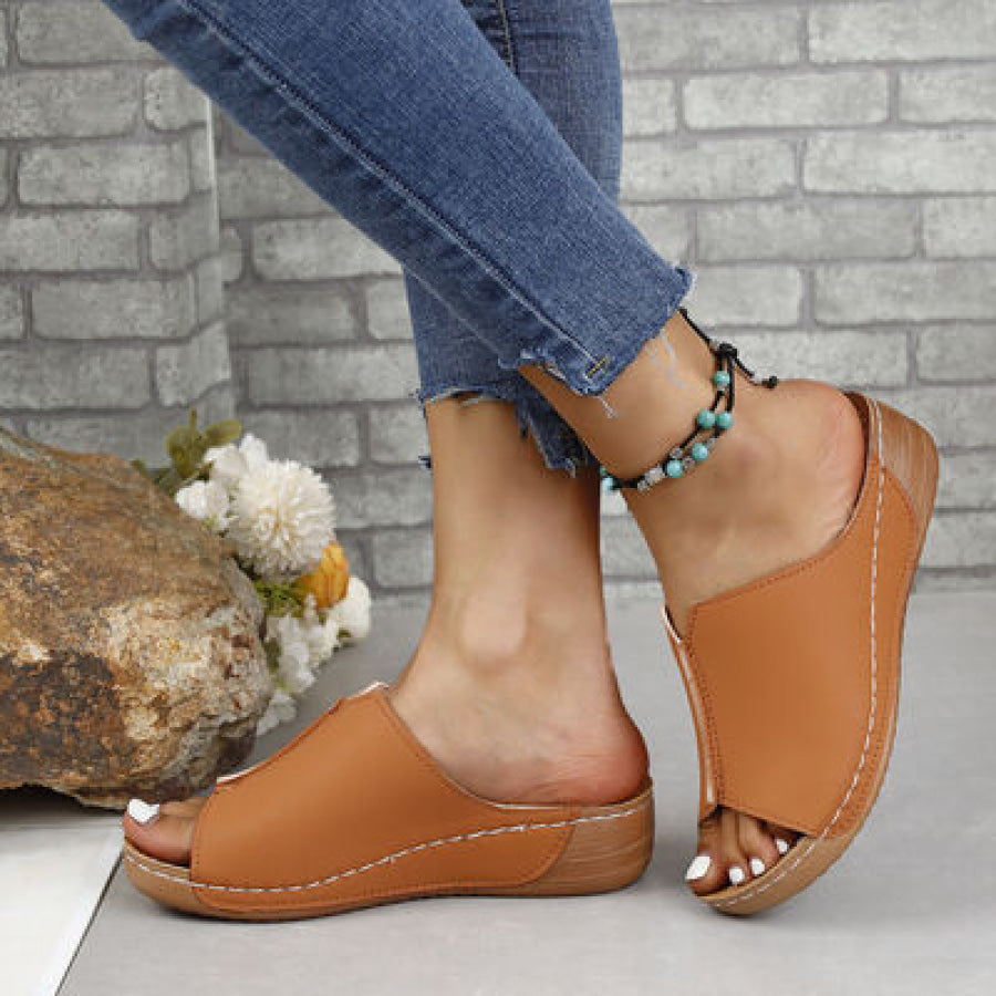 PU Leather Open Toe Sandals Ochre / 36(US5) Apparel and Accessories