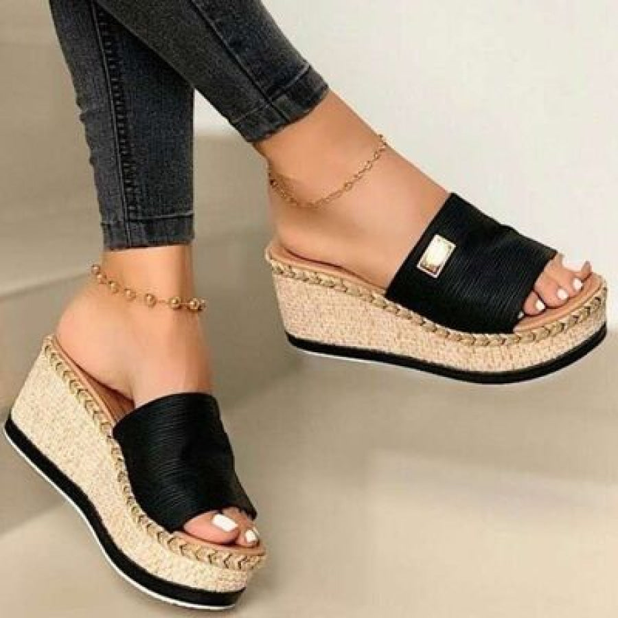 PU Leather Open Toe Sandals Black / 35(US4) Apparel and Accessories