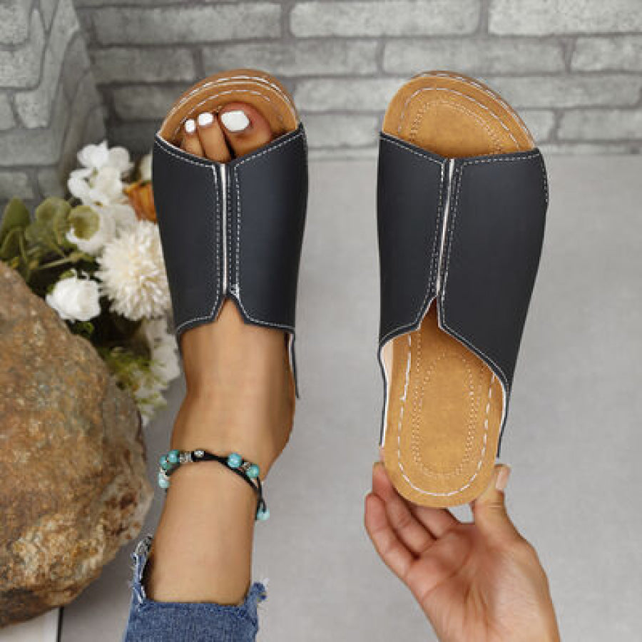 PU Leather Open Toe Sandals Black / 36(US5) Apparel and Accessories