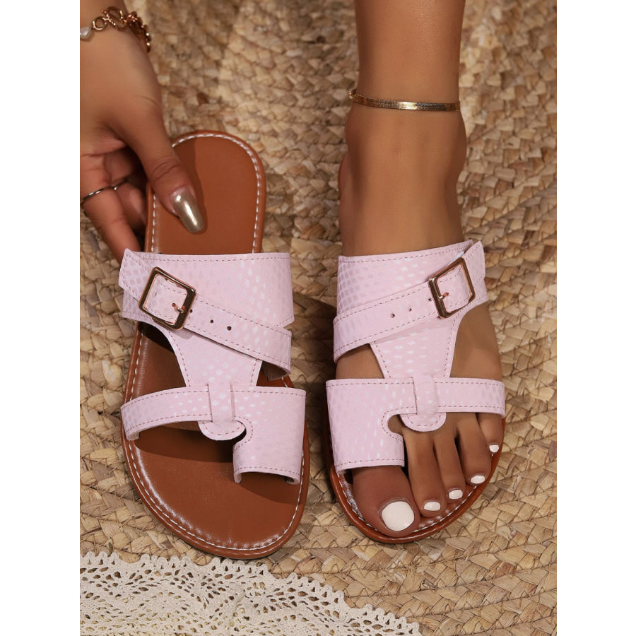 PU Leather Open Toe Sandals Blush Pink / 36(US5) Apparel and Accessories