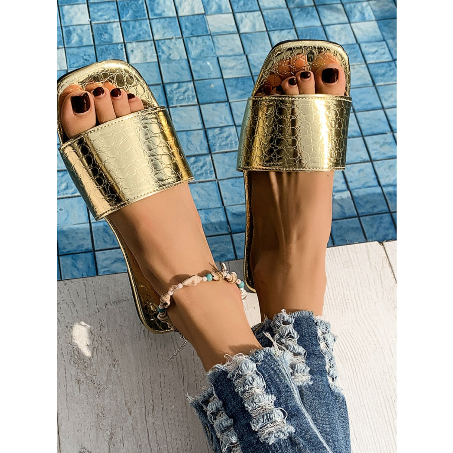 PU Leather Open Toe Sandals Gold / 36(US5) Apparel and Accessories